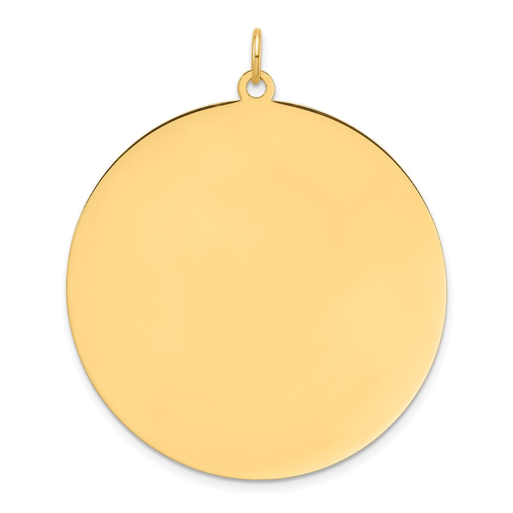 14K Yellow Gold Plain .018 Gauge Round Engravable 38.3mm Disc Charm