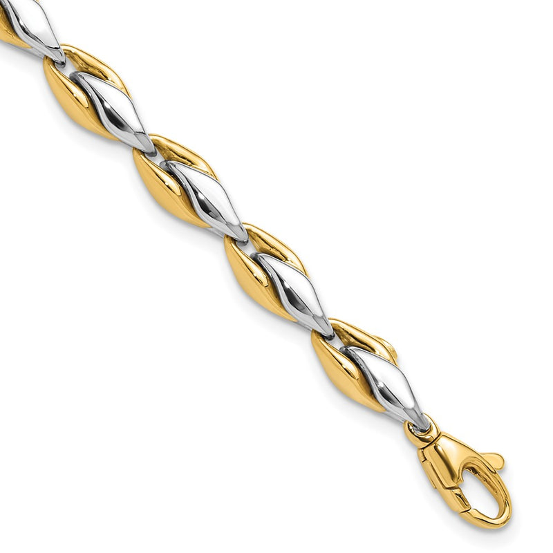 14K Two-Tone Gold Two-tone Polished 5.6mm Fancy Link Chain Bracelet