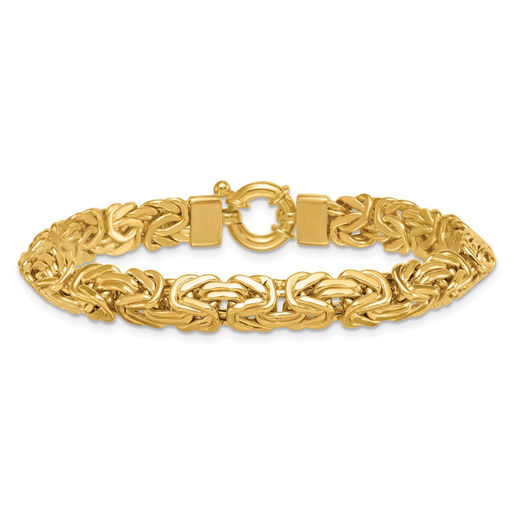 14K Yellow Gold Polished 8.5mm Knife Edge Byzantine Link Chain Bracelet