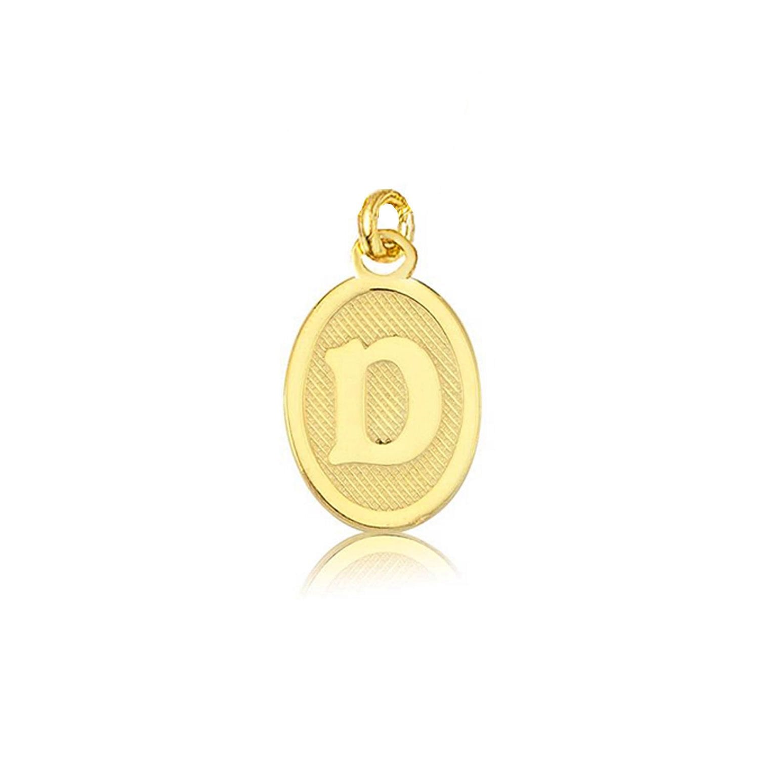 14K Yellow Gold Oval Initial D Pendant