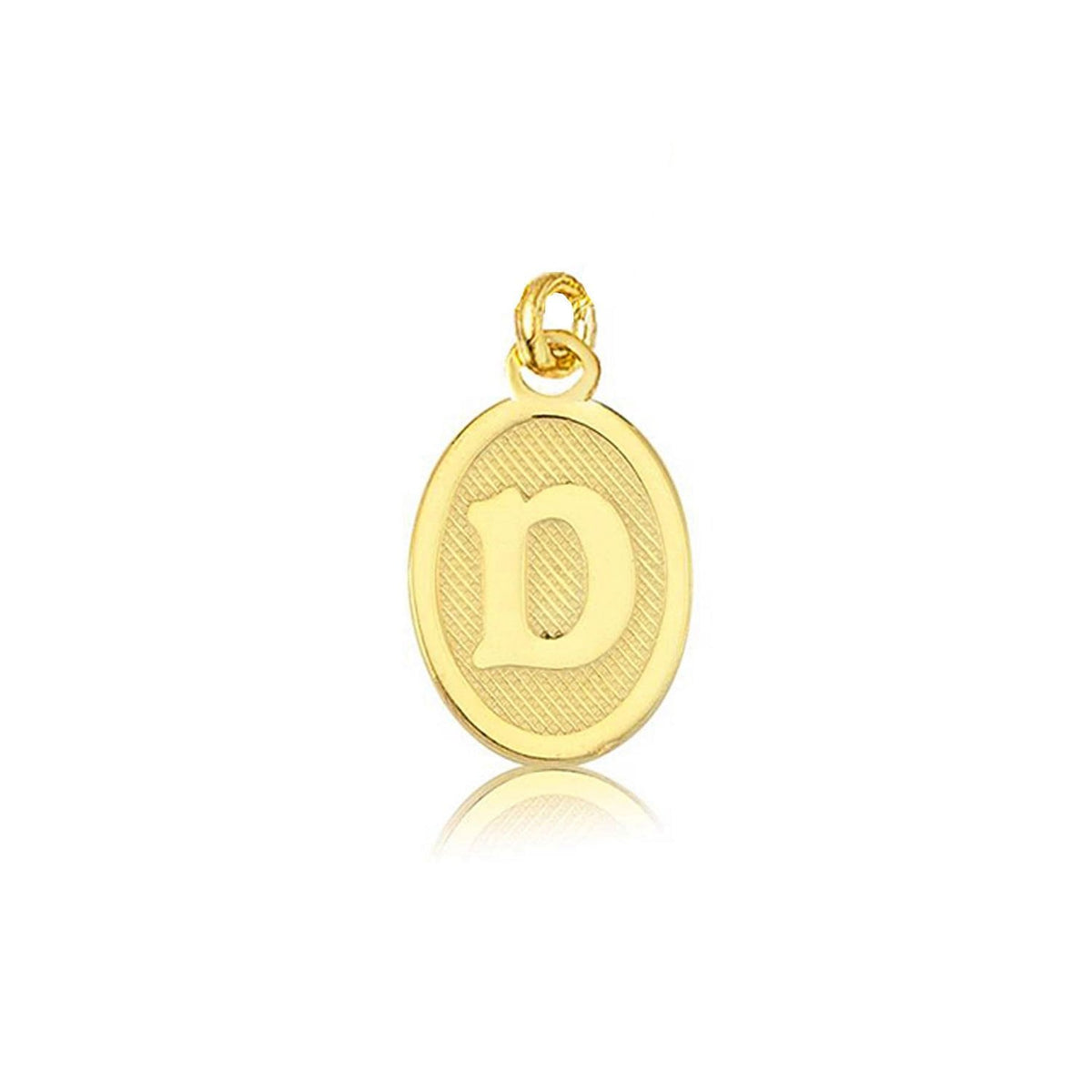 14K Yellow Gold Oval Initial D Pendant