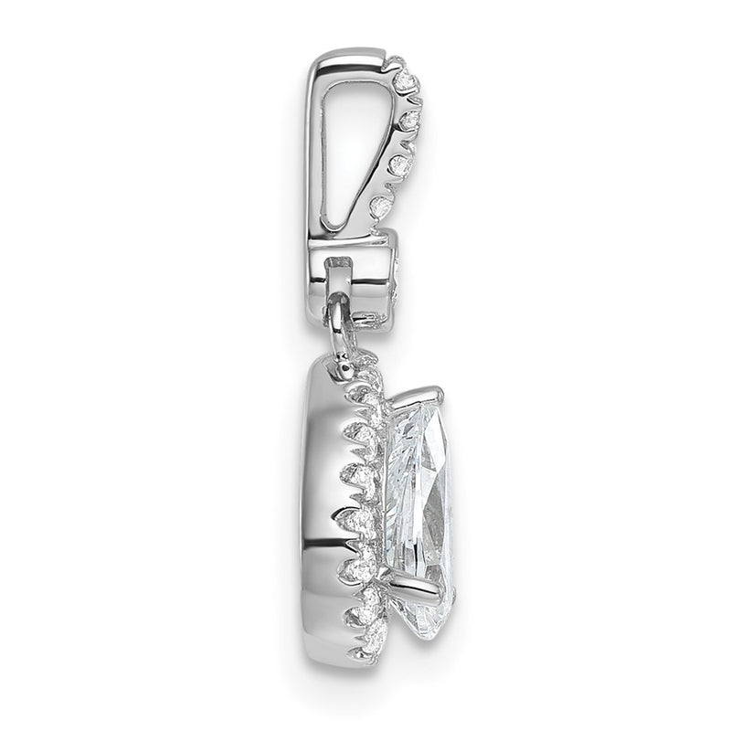 14K White Gold Lab Grown Diamond VS/SI+ G+ Halo Pear Semi-Mount Pendant