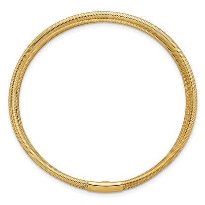 14K Yellow Gold Polished Five Strand Mesh Stretch Round Bracelet