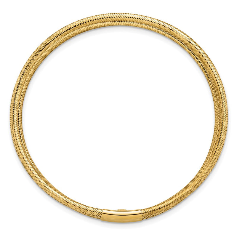 14K Yellow Gold Polished Five Strand Mesh Stretch Round Bracelet