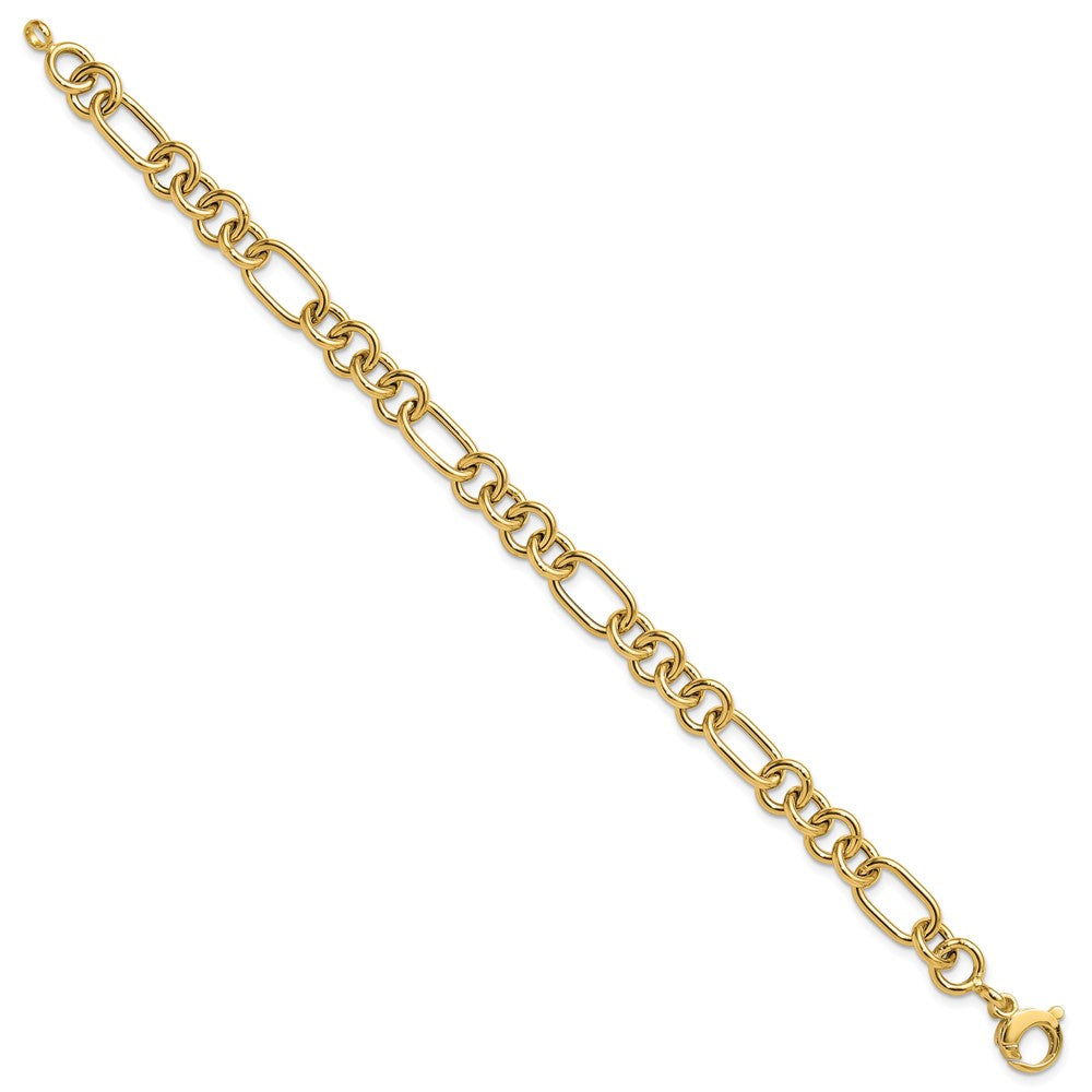 14K Yellow Gold Polished 7.9mm Fancy Link Chain Bracelet