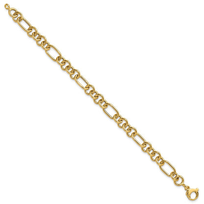 14K Yellow Gold Polished 7.9mm Fancy Link Chain Bracelet