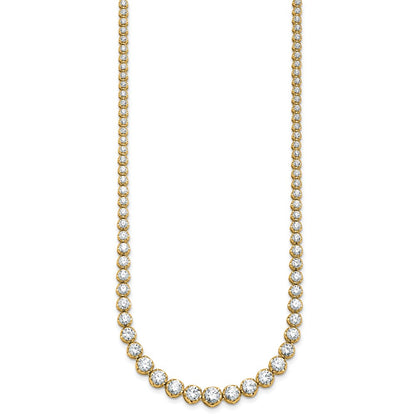 14K Yellow Gold 11 1/15 carat Lab Grown Diamond VS+ F+ Complete Round 20 Inch Graduated Tennis Necklace