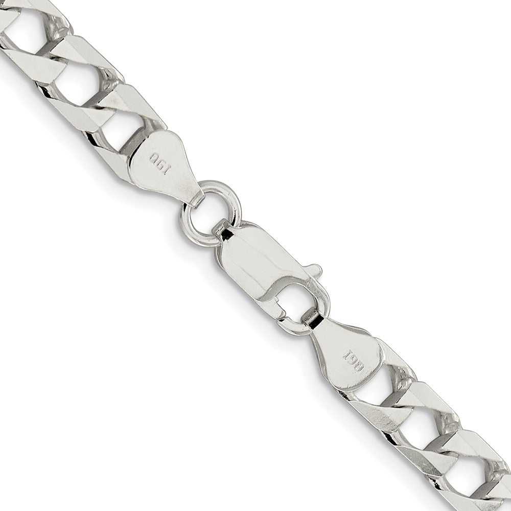 Sterling Silver Rhodium-plated 6.25mm D/C Square Curb 24 Inch Chain