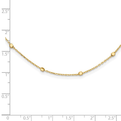 14K Yellow Gold Polished Cube Stations 16 Inch Necklace Plus 2 Inch Extender