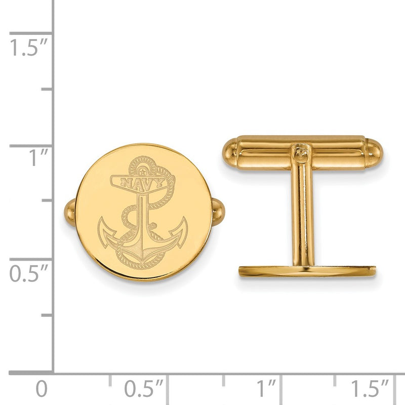 14K Yellow Gold Gold LogoArt US Naval Academy Anchor Cuff Links