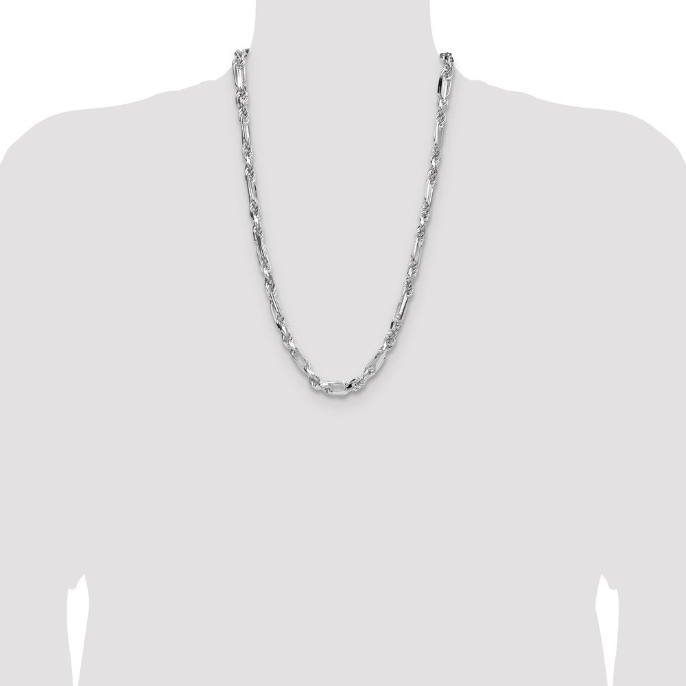Sterling Silver 7mm D/C Figarope 26 Inch Chain