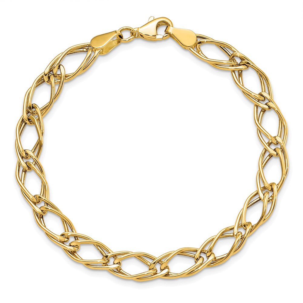 14K Yellow Gold Fancy Link 7 Inch Bracelet