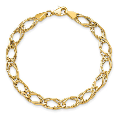 14K Yellow Gold Fancy Link 7 Inch Bracelet