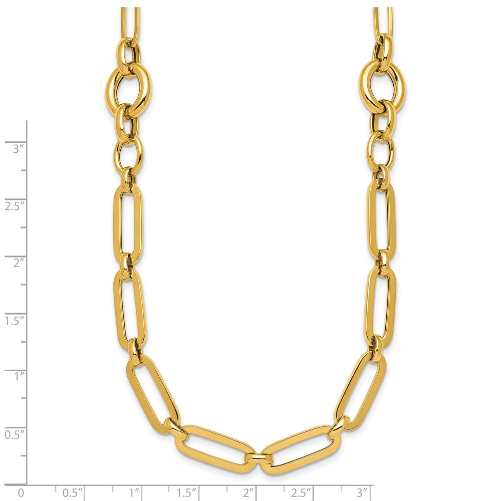 14K Yellow Gold Polished Fancy Paperclip Link 17.25 Inch Necklace