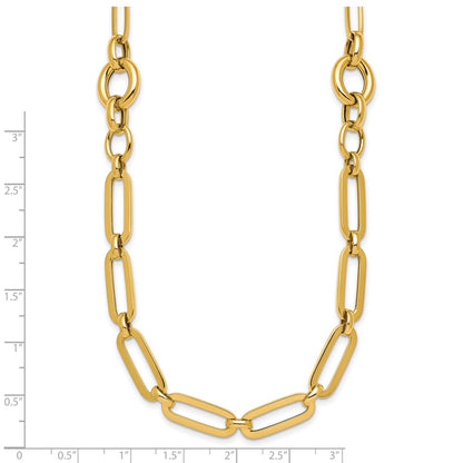 14K Yellow Gold Polished Fancy Paperclip Link 17.25 Inch Necklace
