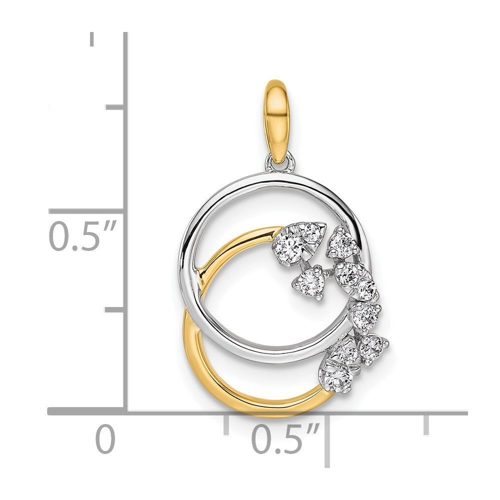 14K Two-Tone Gold Two-tone Polished 1/5 carat Diamond Intertwined Circles Pendant