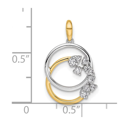 14K Two-Tone Gold Two-tone Polished 1/5 carat Diamond Intertwined Circles Pendant
