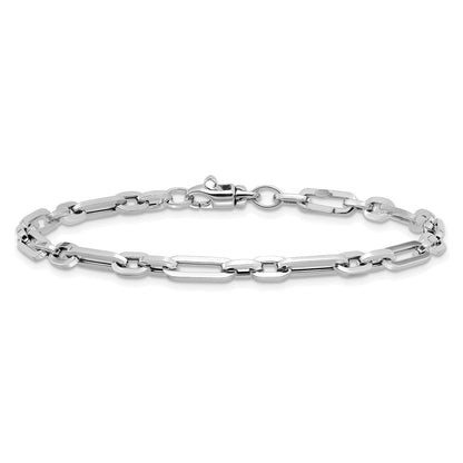 14K White Gold Polished 5mm Fancy Link 7.5 Inch Bracelet
