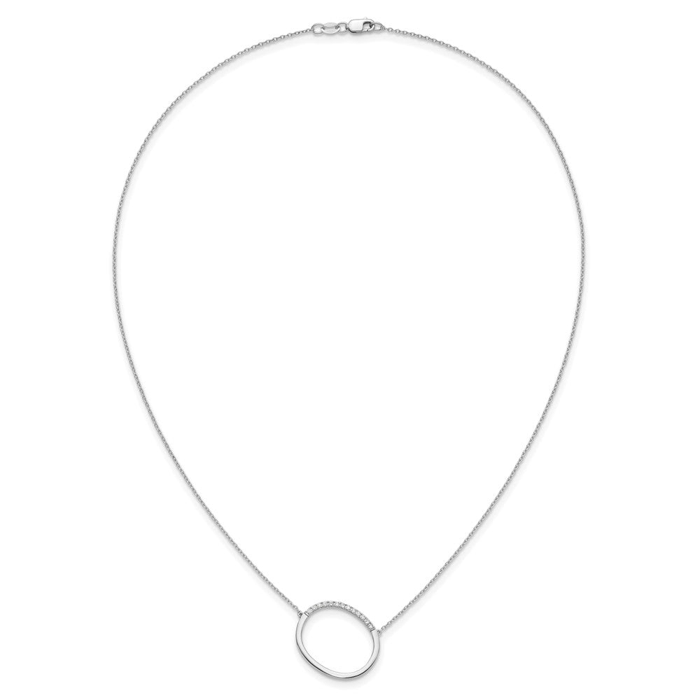 14K White Gold Sideways Diamond Initial O 18 Inch Necklace