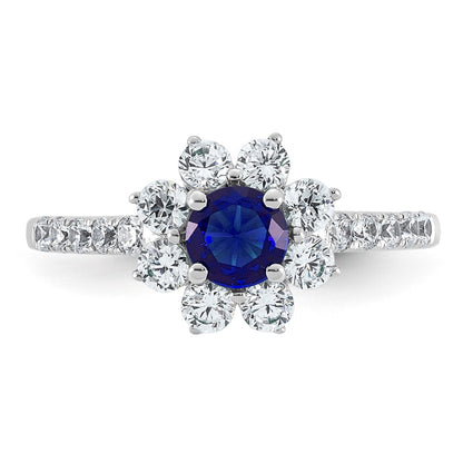 14K White gold VS/SI G+ Lab Grown Diamond and AAA quality Genuine Blue Sapp