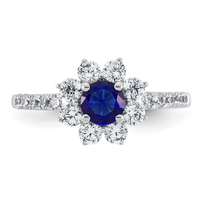 14K White gold VS/SI G+ Lab Grown Diamond and AAA quality Genuine Blue Sapp