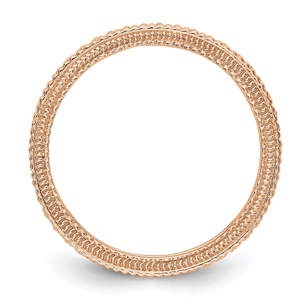 14K Rose Gold Polished 1/3CT Milgrain Edge Diamond Eternity Wedding Band Ring