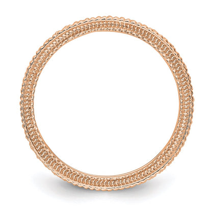 14K Rose Gold Polished 1/3CT Milgrain Edge Diamond Eternity Wedding Band Ring