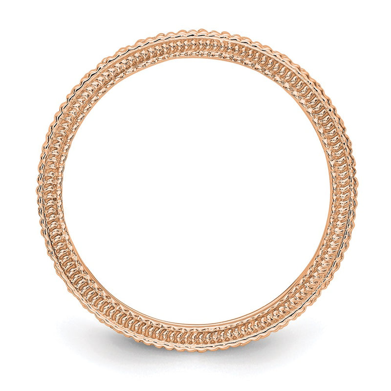 14K Rose Gold Polished 1/3CT Milgrain Edge Diamond Eternity Wedding Band Ring