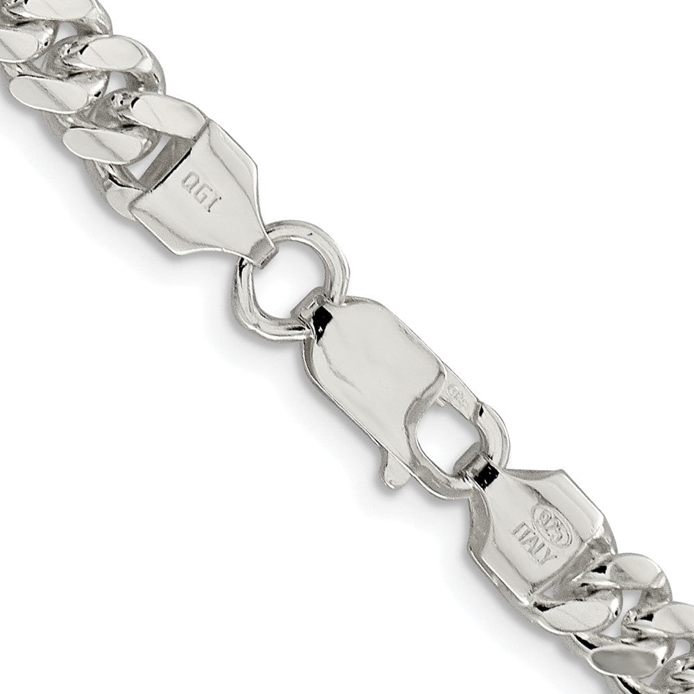Sterling Silver Rhodium-plated 6.4mm Polished Domed Curb 26 Inch Chain