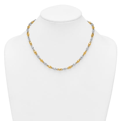 14K Two-Tone Gold Two Tone Polished 5.25mm Round Fancy Link 18 Inch Necklace