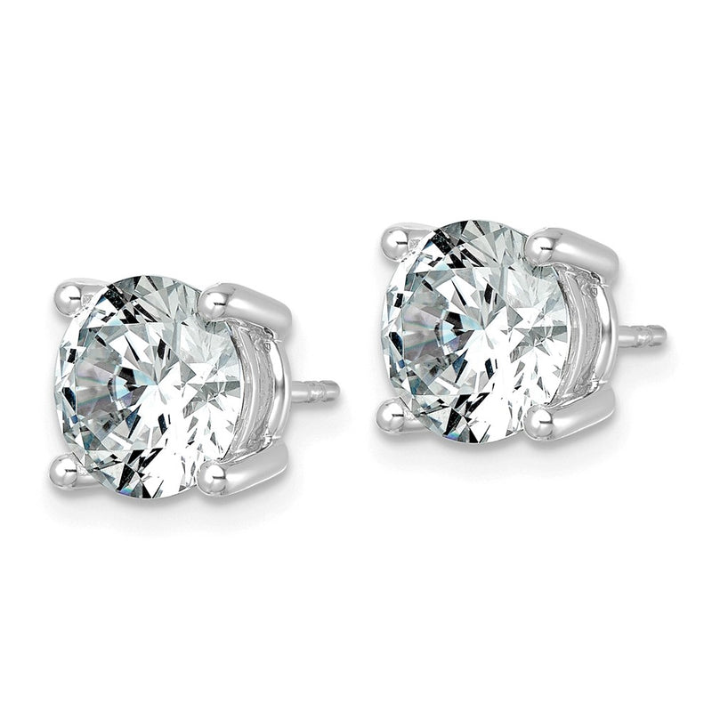 14K White Gold 6 carat Lab Grown Diamond VS+ F+ Round Complete Four Prong Lightweight Stud Earrings