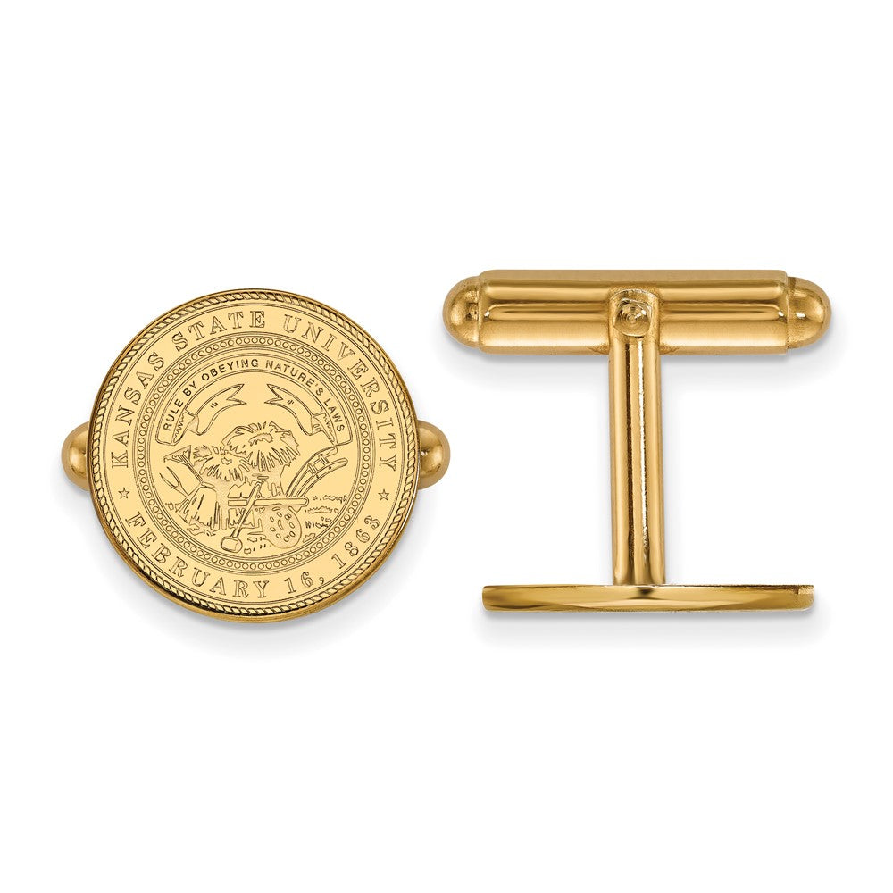 14K Yellow Gold Gold LogoArt Kansas State University Crest Cuff Links