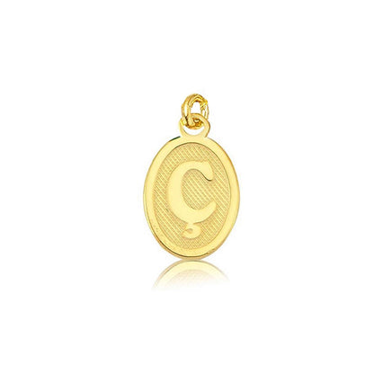 14K Yellow Gold Initial C Oval Pendant