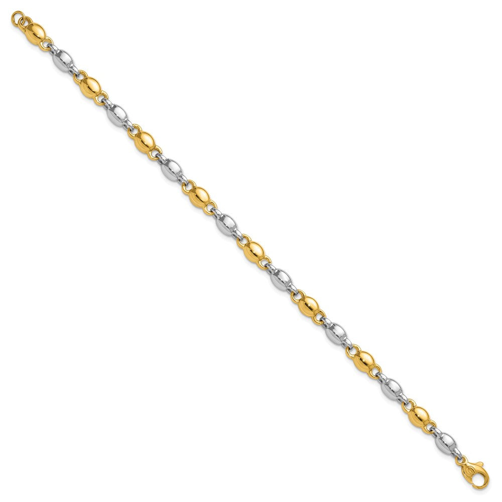 14K Two-Tone Gold Two Tone Polished 5.25mm Round Fancy Link 7.25 Inch Bracelet