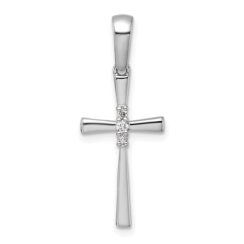 14K White Gold 1/20 carat Diamond Cross Pendant
