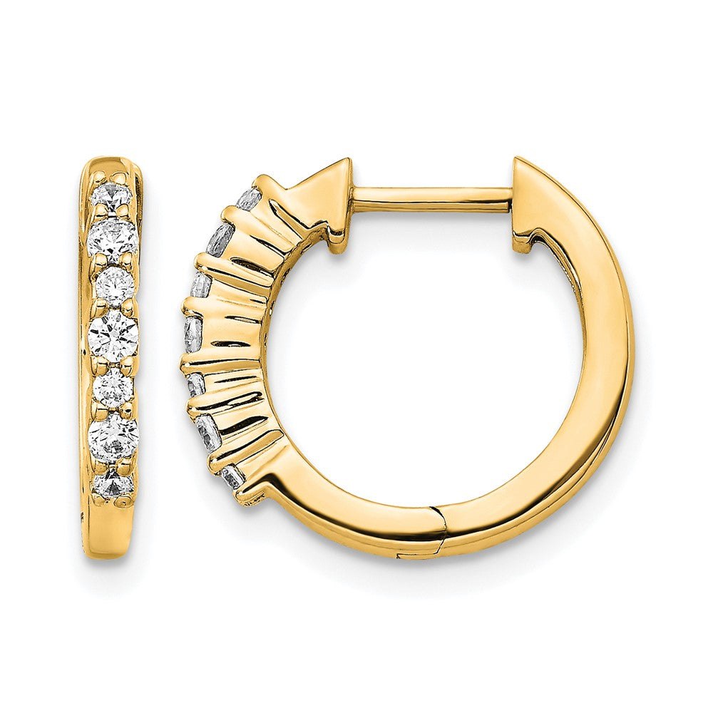14K Yellow Gold 1/4 carat Diamond Hinged Hoop Earrings
