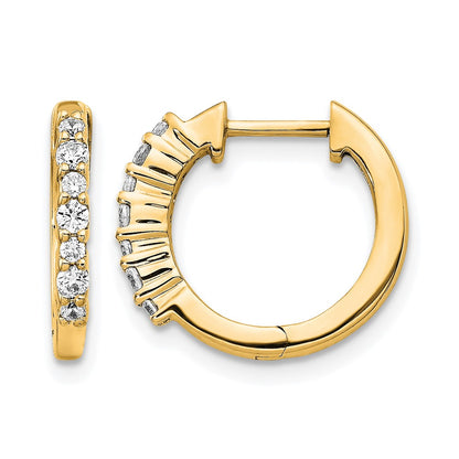 14K Yellow Gold 1/4 carat Diamond Hinged Hoop Earrings