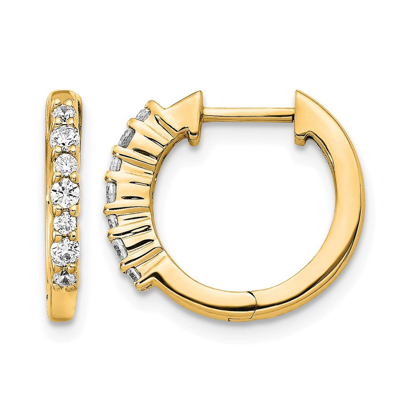 14K Yellow Gold 1/4 carat Diamond Hinged Hoop Earrings