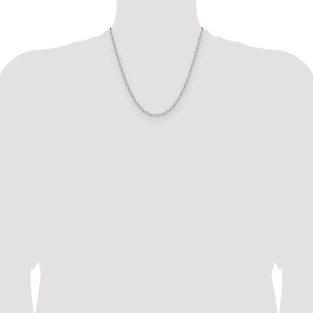 14K White Gold 3.0mm Solid Beveled Paperclip 20 Inch Chain
