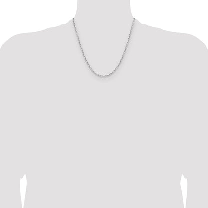 14K White Gold 3.0mm Solid Beveled Paperclip 20 Inch Chain