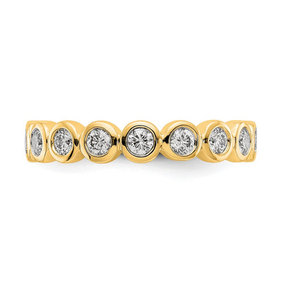 14K Yellow Gold Polished Size 7.5 Bezel-set 1 carat Diamond Complete Eternity Wedding Band Ring