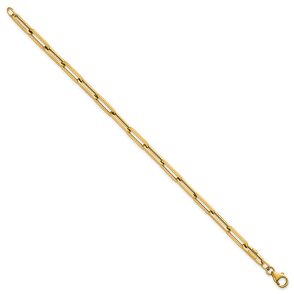 14K Yellow Gold Polished 4.3mm Paperclip Link 7.5 Inch Bracelet