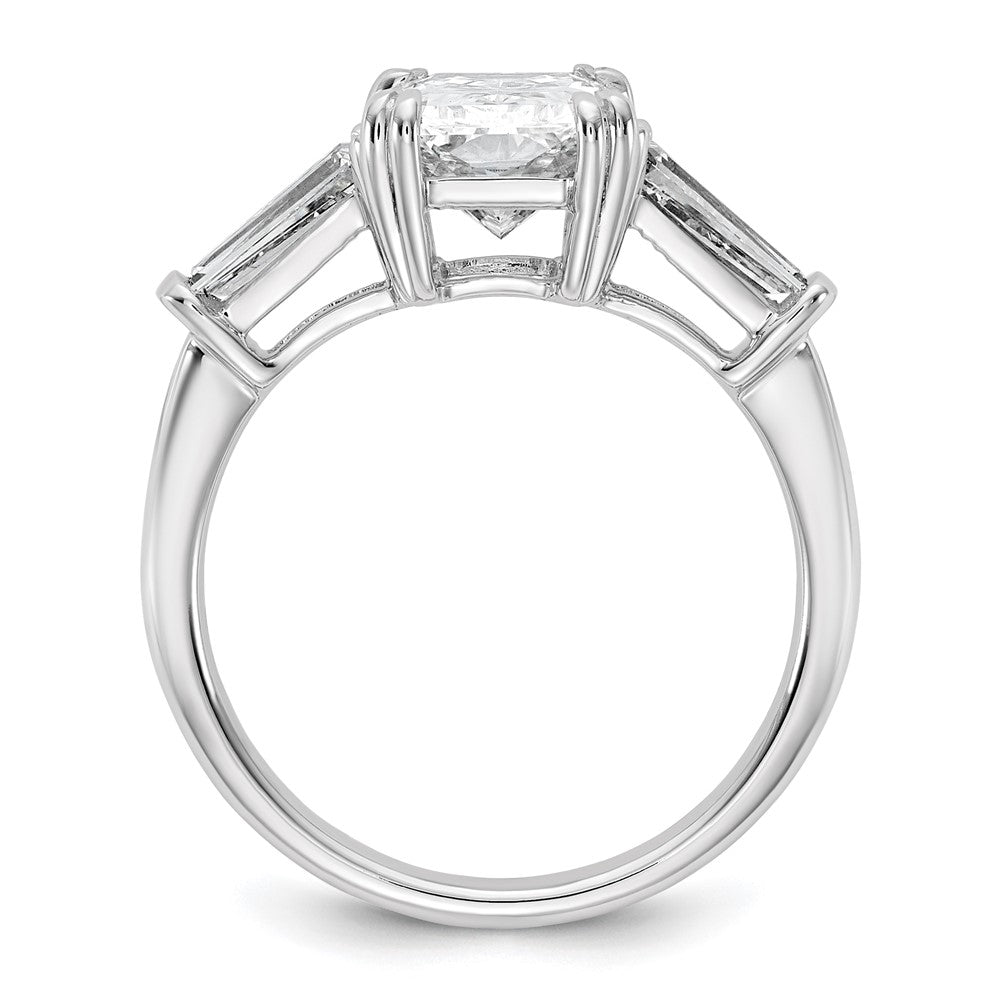 14K White Gold 3/4 carat Lab Grown Diamond VS+ F+ Tapered Baguette Sides 2 1/2 carat Radiant Center Semi Mount Engagement Ring