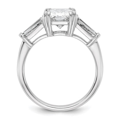 14K White Gold 3/4 carat Lab Grown Diamond VS+ F+ Tapered Baguette Sides 2 1/2 carat Radiant Center Semi Mount Engagement Ring