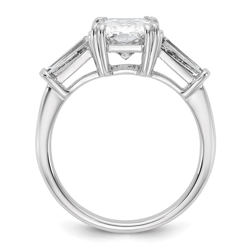 14K White Gold 3/4 carat Lab Grown Diamond VS+ F+ Tapered Baguette Sides 2 1/2 carat Radiant Center Semi Mount Engagement Ring