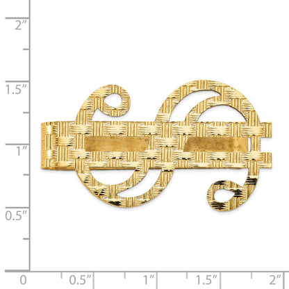 14K Yellow Gold Polished Textured Dollar Sign Money Clip