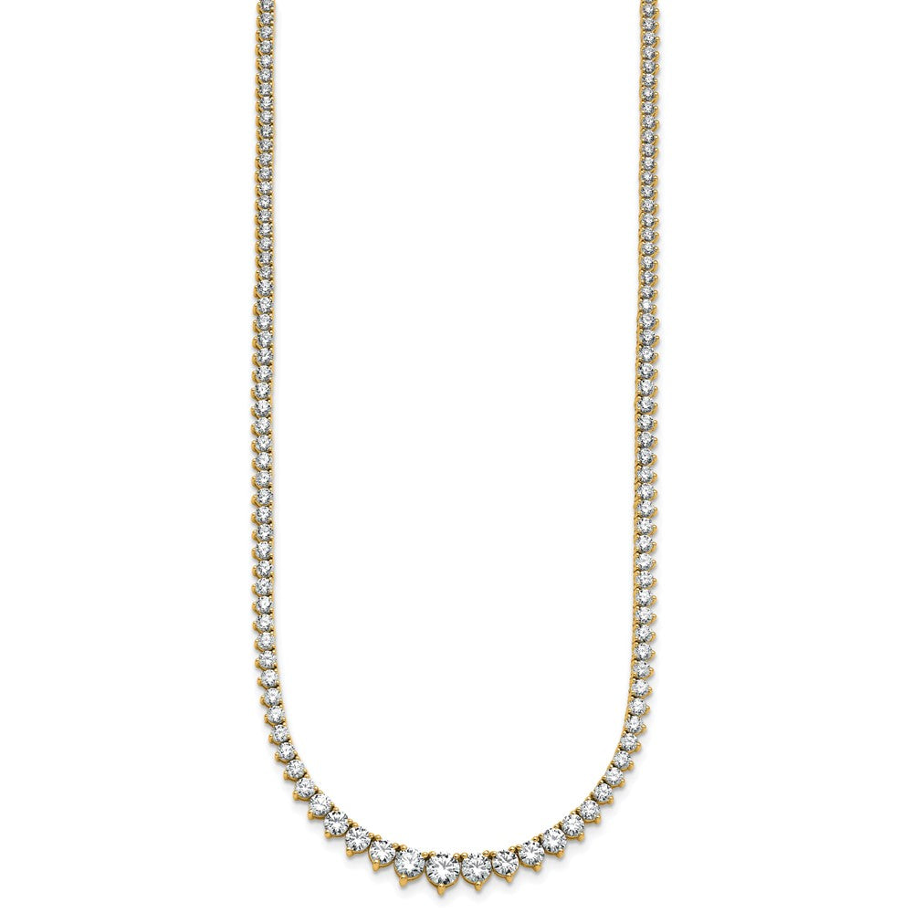 14K Yellow Gold 10 1/10 carat Certified Lab Grown Diamond VS+ F+ Complete Round 16 Inch Graduated Tennis Necklace