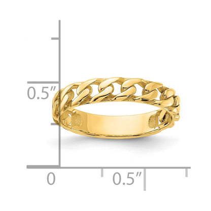 14K Yellow Gold Polished 4mm Curb Link Ring
