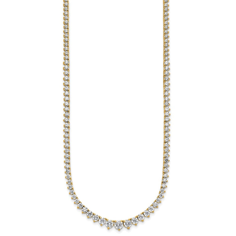 14K Yellow Gold 11 5/8 carat Lab Grown Diamond VS/SI+ G+ Complete Round 20 Inch Graduated Tennis Necklace