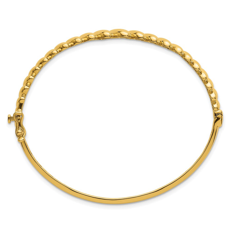 14K Yellow Gold Polished Graduated Ovals Fancy Hinged Oval Bangle Bracelet